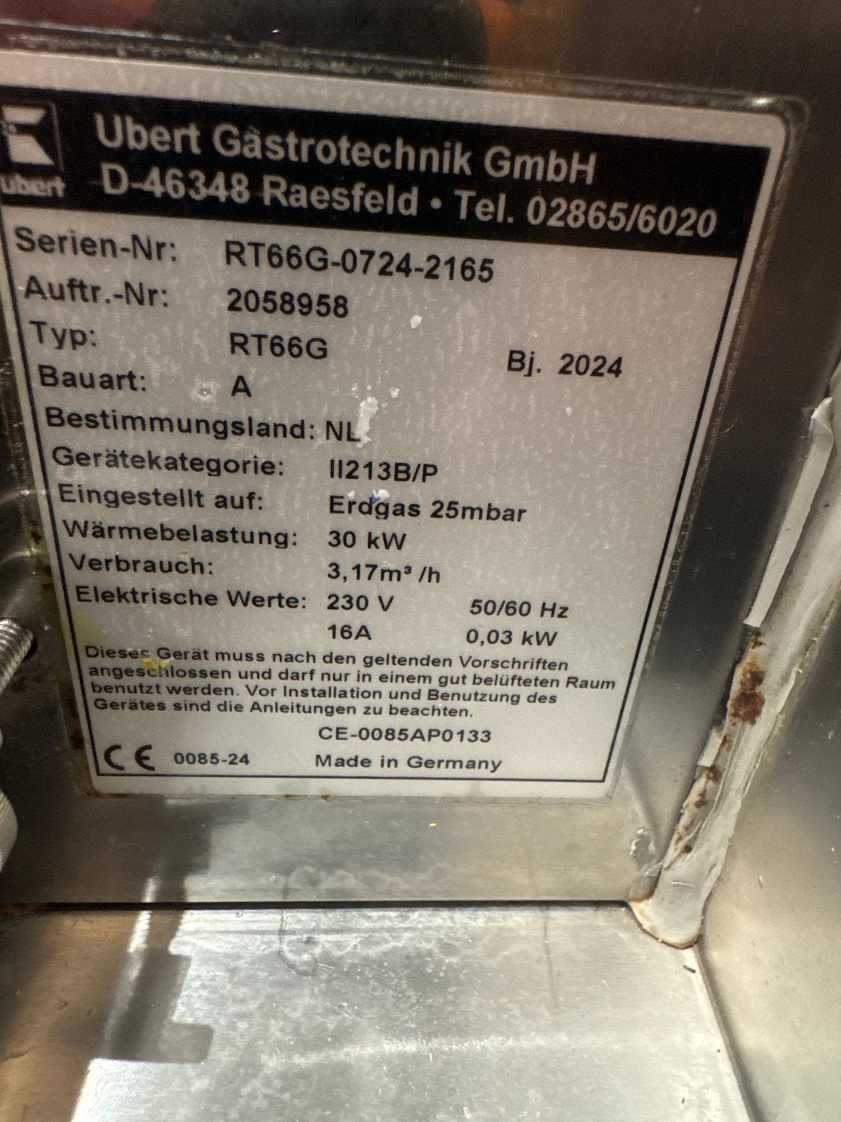 Ubert RT66G Gas Rotisserie - Bj. 2024, Ophalen, Gebruikt, Fornuis, Frituur en Grillen