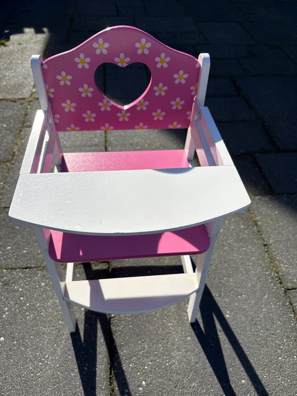 Houten poppenstoel roze met bloemetjespatroon, Ophalen of Verzenden, Gebruikt, Overige typen