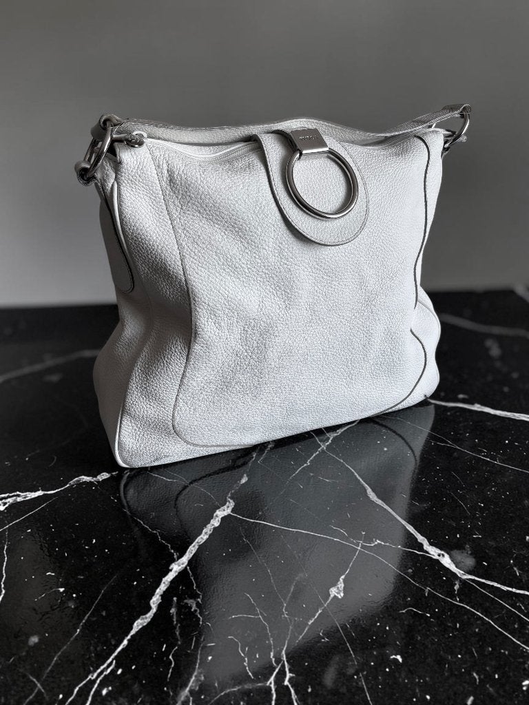 Schitterende lederen Furla tas - in off white, Ophalen of Verzenden, Zo goed als nieuw, Wit, Handtas