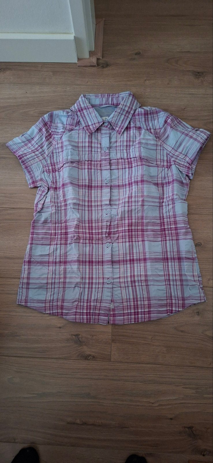 Geruit overhemd met korte mouwen merk columbia Maat M, Kleding | Dames, Maat 38/40 (M), Paars, Colombia, Ophalen of Verzenden