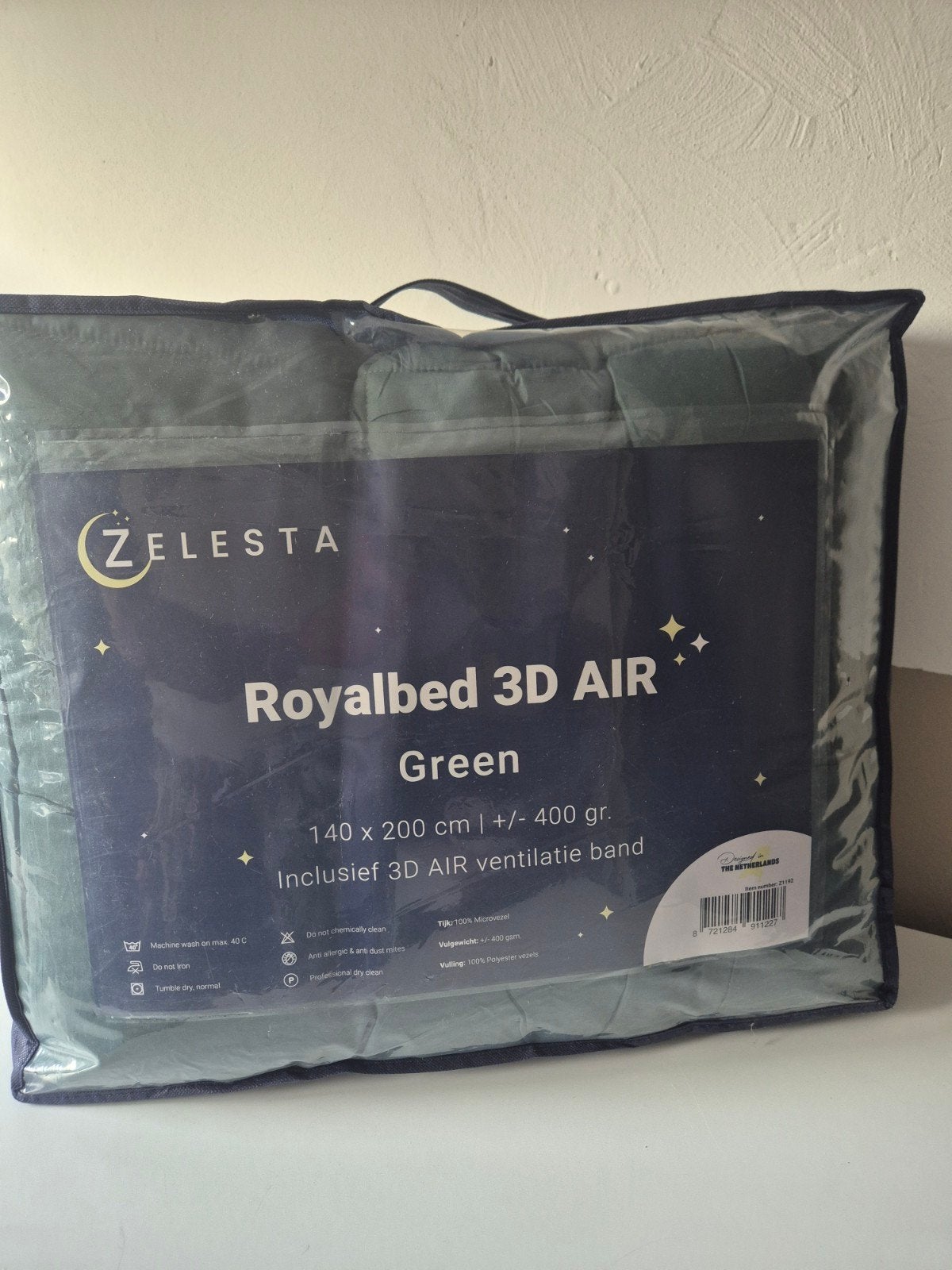 Zelesta Royalbed 3D AIR Dekbed Groen 140x200cm, Huis en Inrichting, Eenpersoons, Ademend, Nieuw, Ophalen of Verzenden