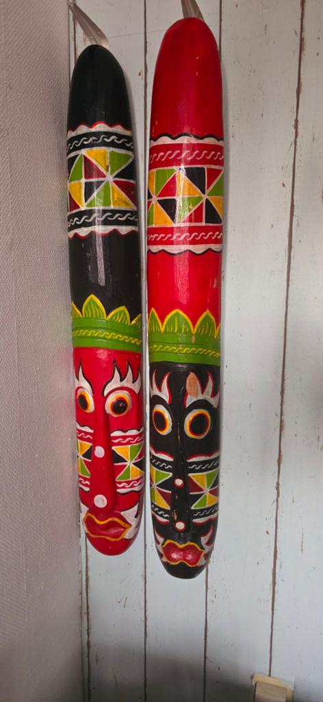 Afrikaanse houten maskers 100 cm lang, Ophalen of Verzenden