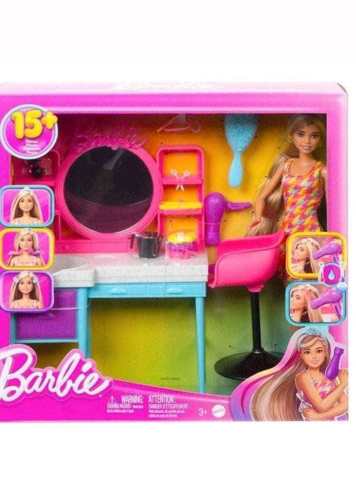 Barbie Eindeloos Lang Haar Speelset - Kapsalon, Barbie, Service.europe@mattel.com, Nieuw, Ophalen of Verzenden