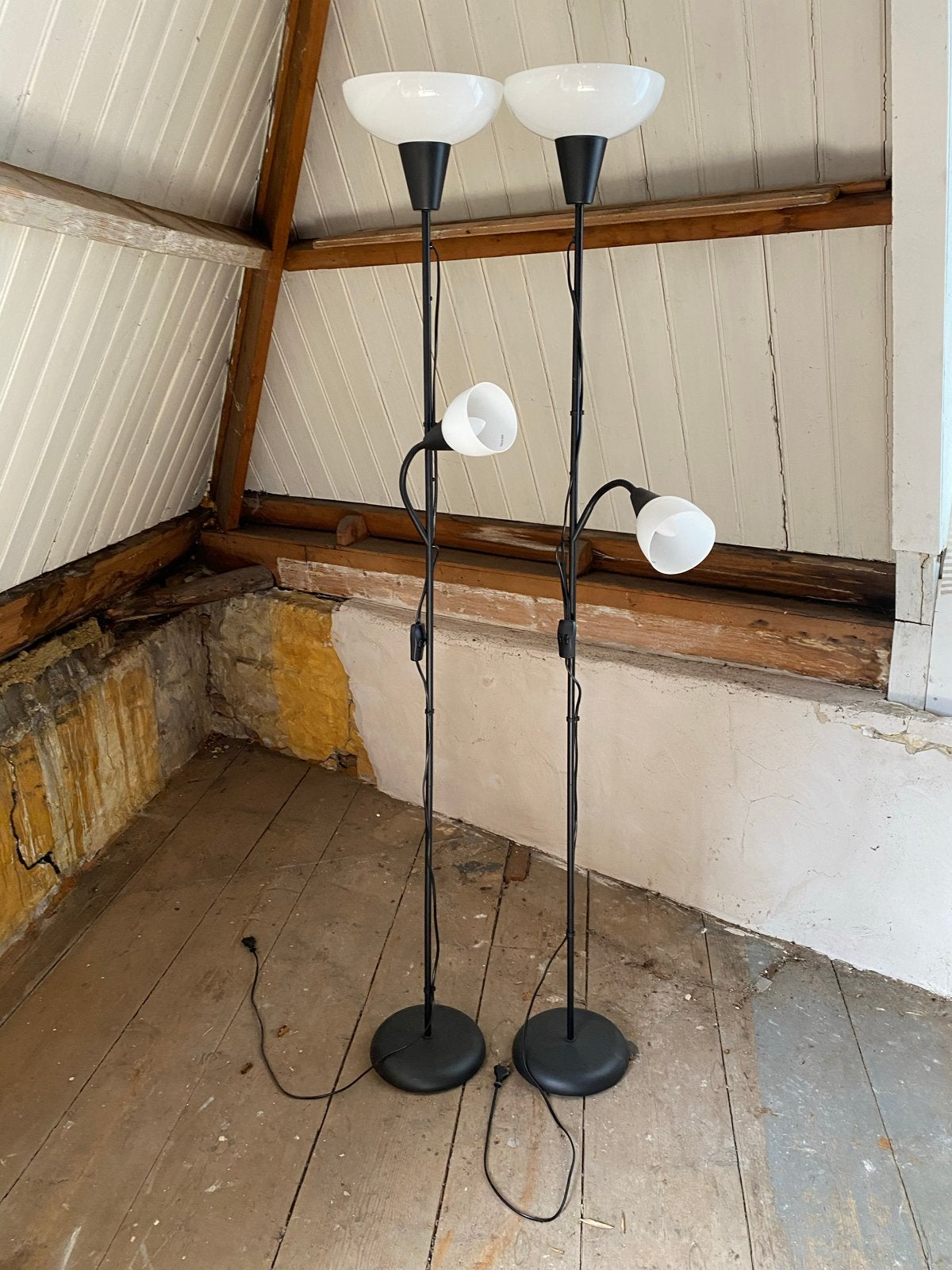2 IKEA stalampen met leeslamp - Zwart, Ophalen, Gebruikt, Metaal, 150 tot 200 cm