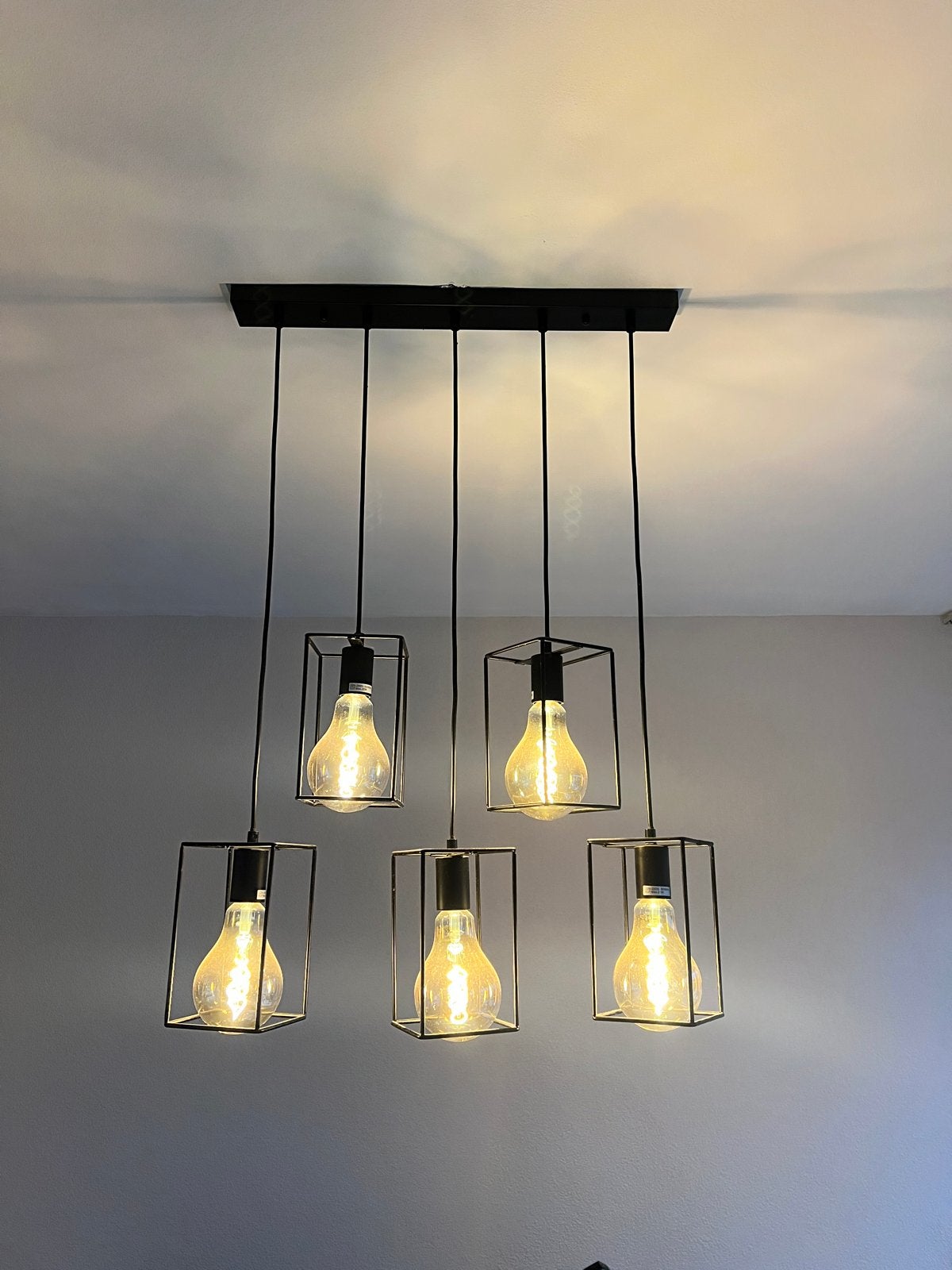 Lifa Living Hanglamp Emile - Zwart Metaal 5-lichts Industrie, Ophalen, Nieuw, Metaal, E27 (groot)
