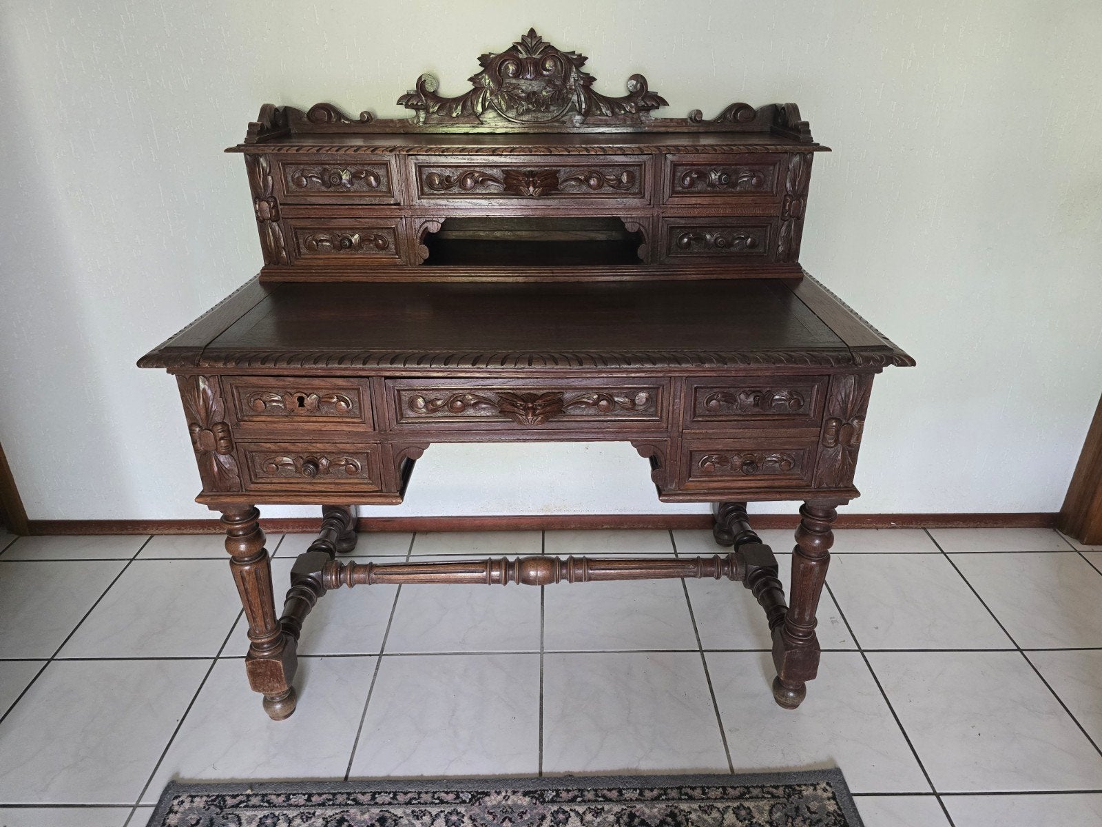 Frans Neorenaissance Bureau Massief Eikenhout ca. 1850-1890), Antiek en Kunst, Antiek | Meubels | Tafels, Ophalen
