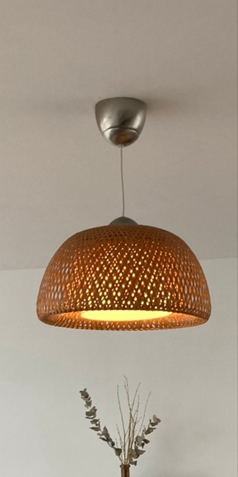 IKEA Boja hanglamp - Bamboe design, Huis en Inrichting, Lampen | Hanglampen, Ophalen of Verzenden, Gebruikt, Natuurlijk materiaal