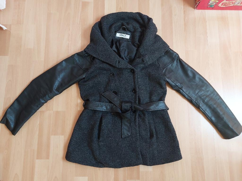 Grijze wollen winterjas *Only*, Maat 42/44 (L), Ophalen of Verzenden, Only ., Grijs