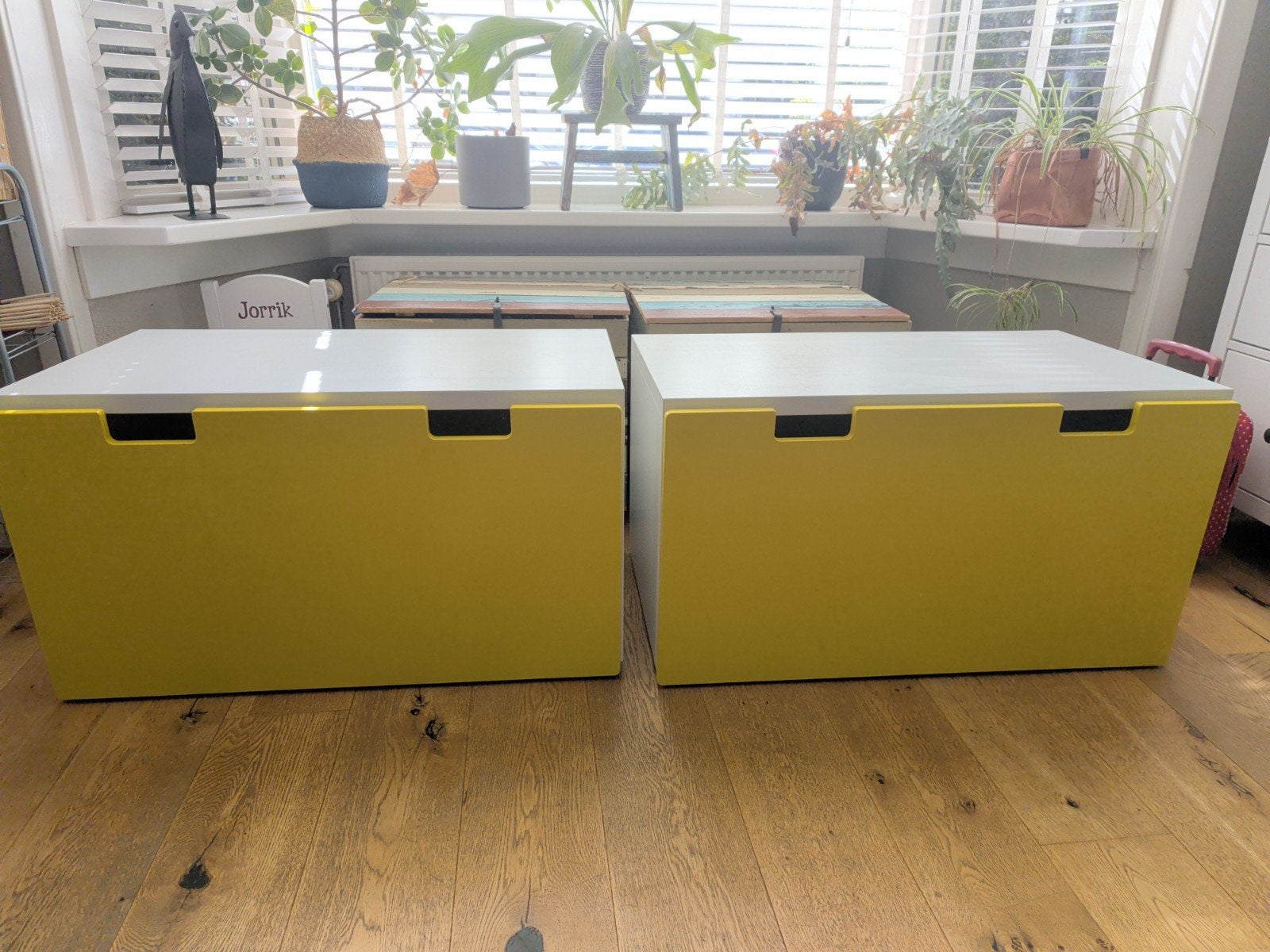 2x IKEA Stuva opbergkast met lades - geel/wit, Kast, 50 tot 70 cm, Zo goed als nieuw, 75 tot 100 cm
