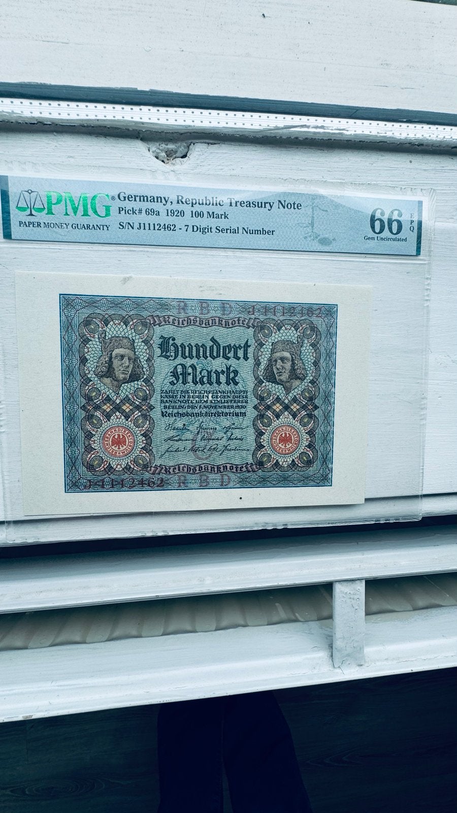 Duitsland 100 Mark 1920 PMG 66 Gem Uncirculated, Ophalen of Verzenden, Duitsland, Los biljet
