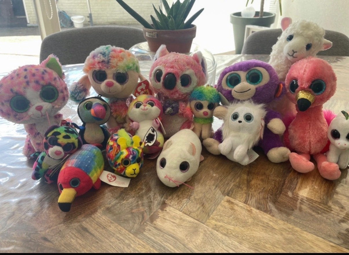Grote collectie Ty Beanie Boos: 11 knuffels en 4 sleutelhang, Overige karakters, Overige typen, Ophalen of Verzenden, Middelgroot (20 tot 80 cm)