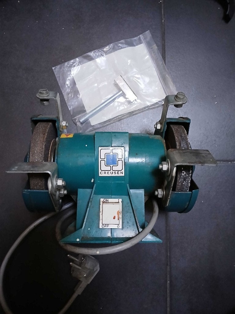 Creusen compacte slijpmachine met slijpschijfopzetter, Ophalen of Verzenden, Gebruikt, Minder dan 700 watt, Werkbankslijpmachine