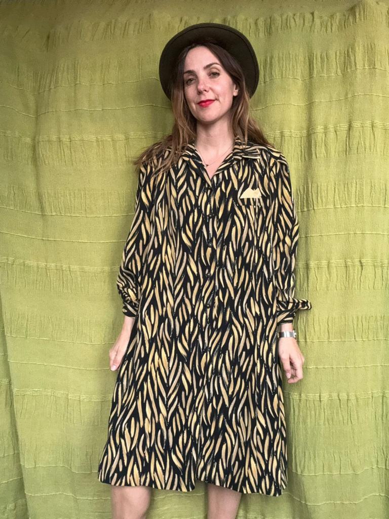 Vintage 70's jurk / print / 3XL / maat 46 / meerkleurig, Hgv, Hgv, Maat 46/48 (XL) of groter, Ophalen of Verzenden