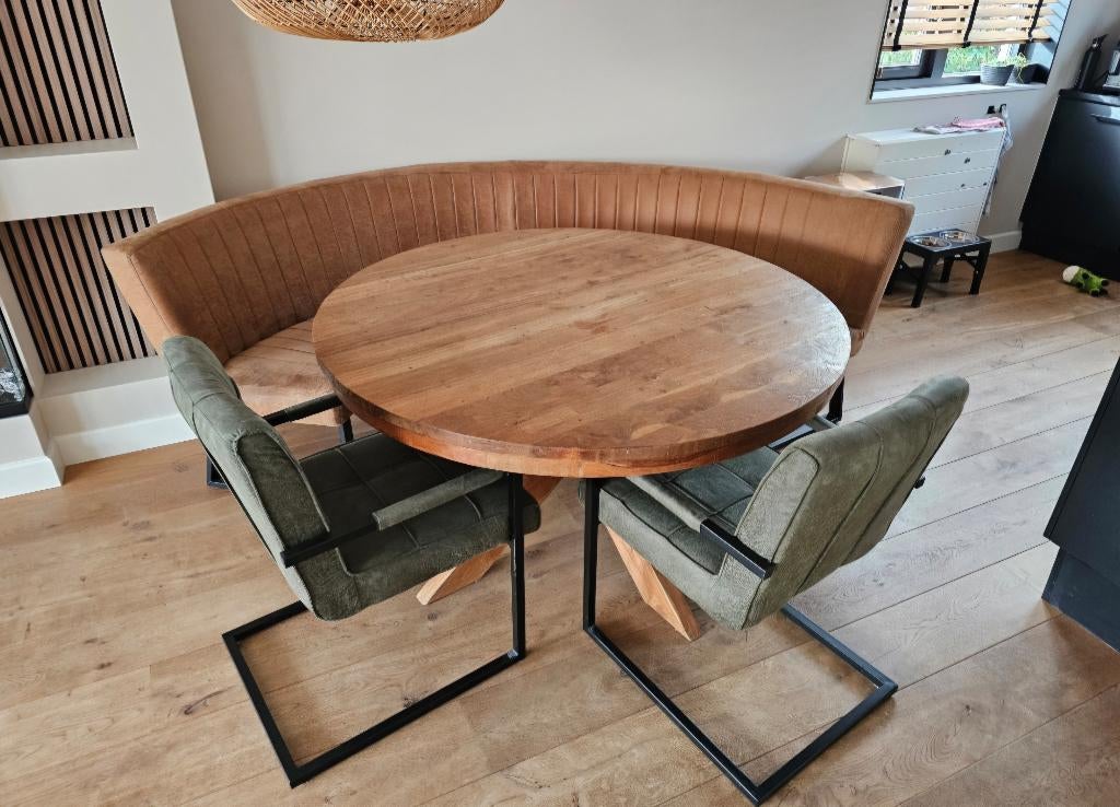 Prachtige ronde Eettafel, Ophalen, Rond, Zo goed als nieuw, Vijf personen of meer