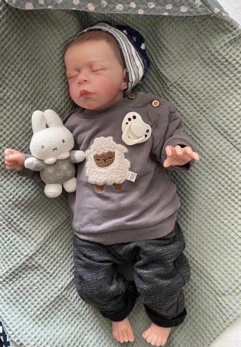 Reborn baby boy 💙 slapend, Verzamelen, Verzenden, Zo goed als nieuw, Babypop, Levensecht of Reborn