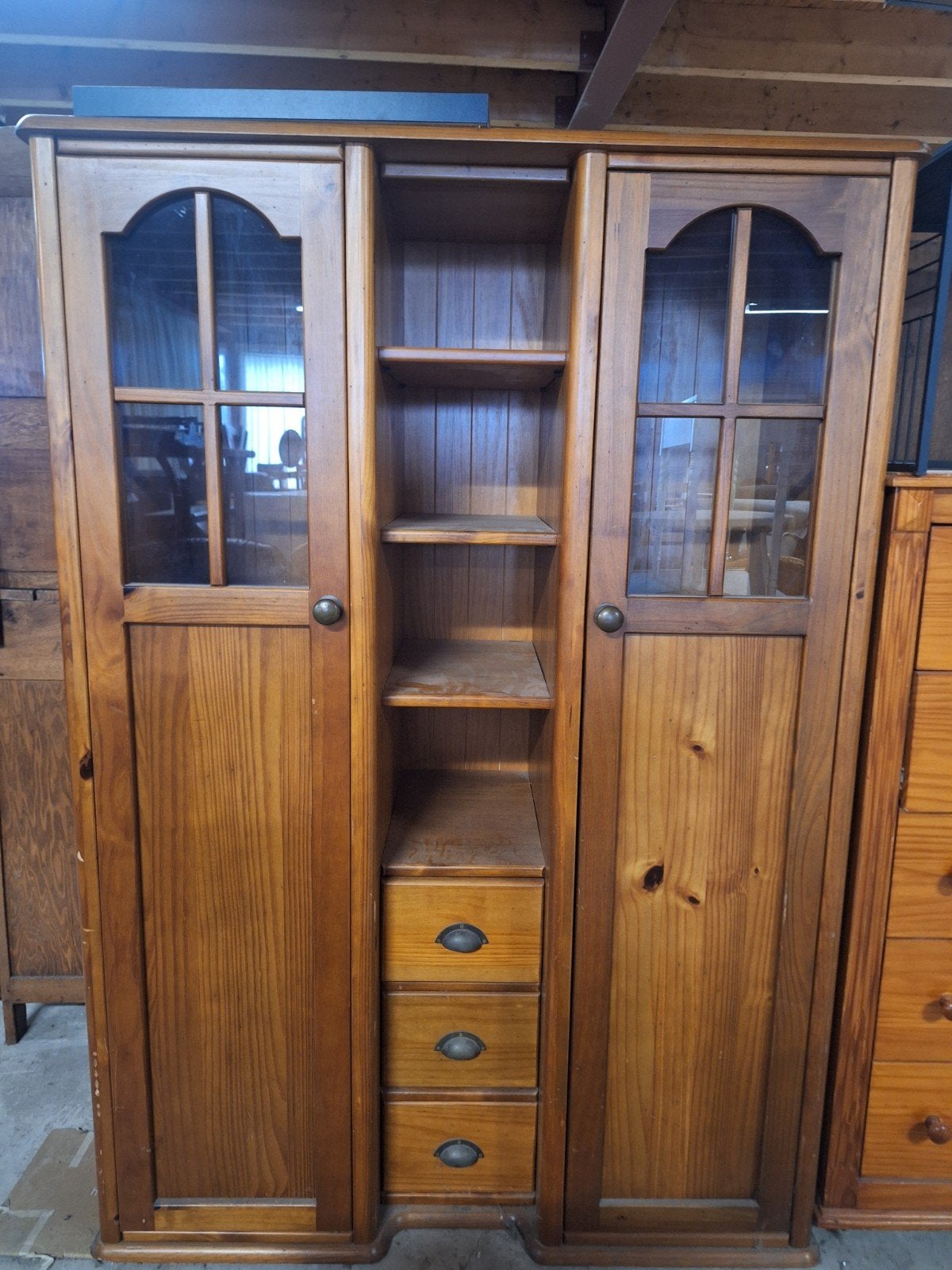 Grenen wandkast, Huis en Inrichting, Ophalen, Gebruikt, 100 tot 150 cm, Met lade(s)