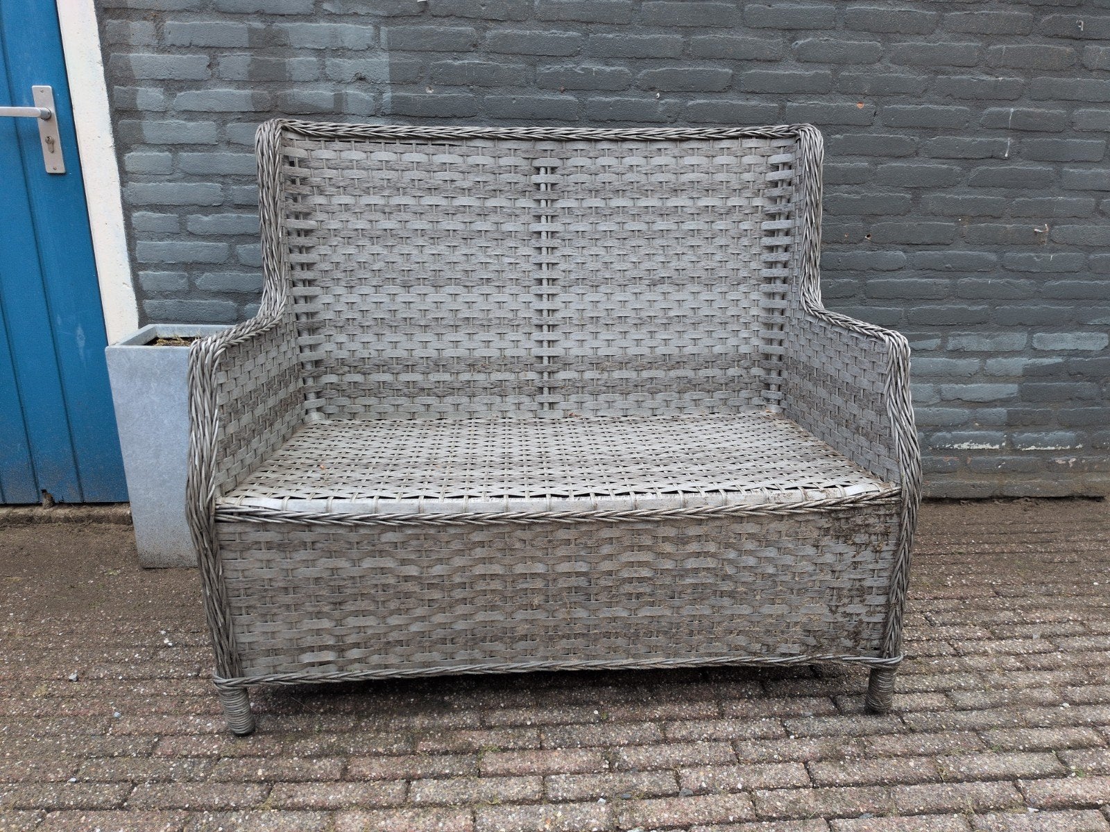 Wicker tuinbank 2 pers bankje tuin bank, Tuin en Terras, Tuinbanken, Ophalen, Gebruikt, Wicker