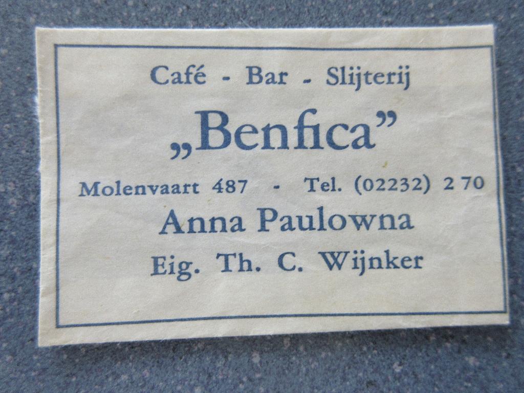 Anna Paulowna, café-bar-slijterij Benfica, Verzenden, Nederland