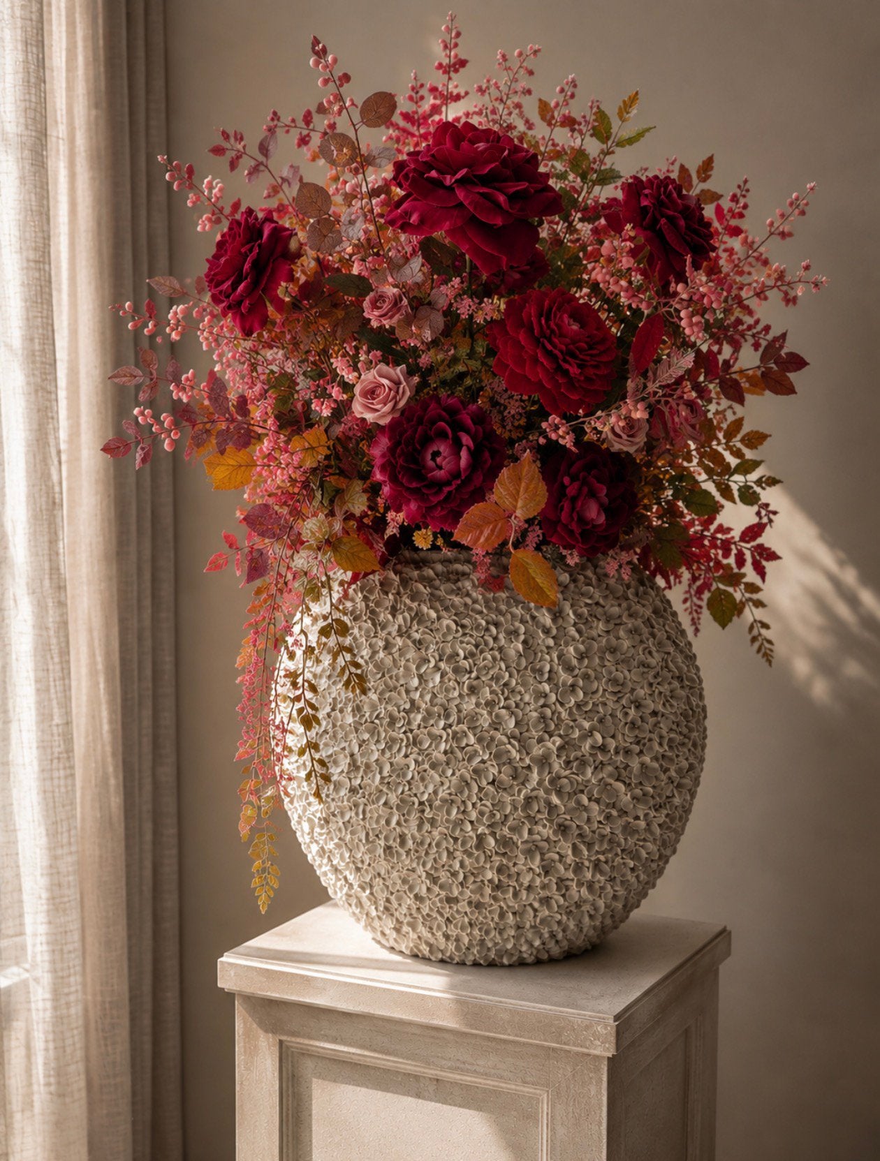 Grote Colmore flower vaas met silk-ka boeket!, Huis en Inrichting, Ophalen of Verzenden, Nieuw