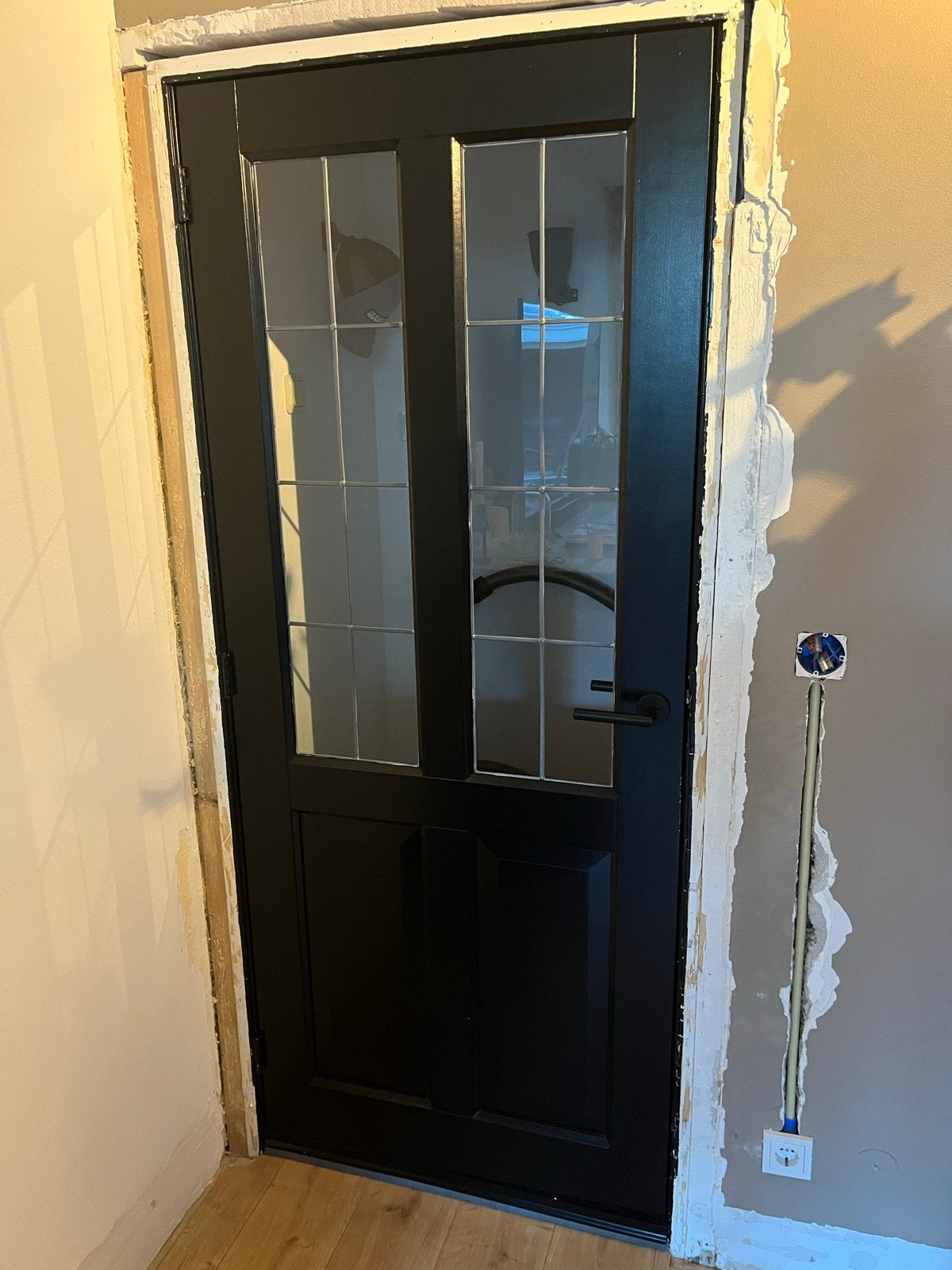 Set van 2 binnendeuren met glas in lood en deurbeslag, Doe-het-zelf en Verbouw, Deuren en Horren, Ophalen, Gebruikt, 80 tot 100 cm