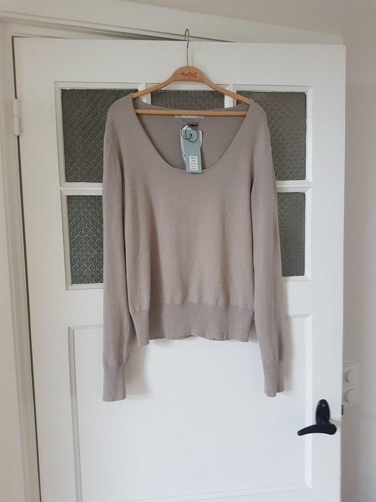 René van der Wijck beige-grijze trui, xl., Kleding | Dames, Ophalen of Verzenden, Nieuw, Maat 42/44 (L), Beige