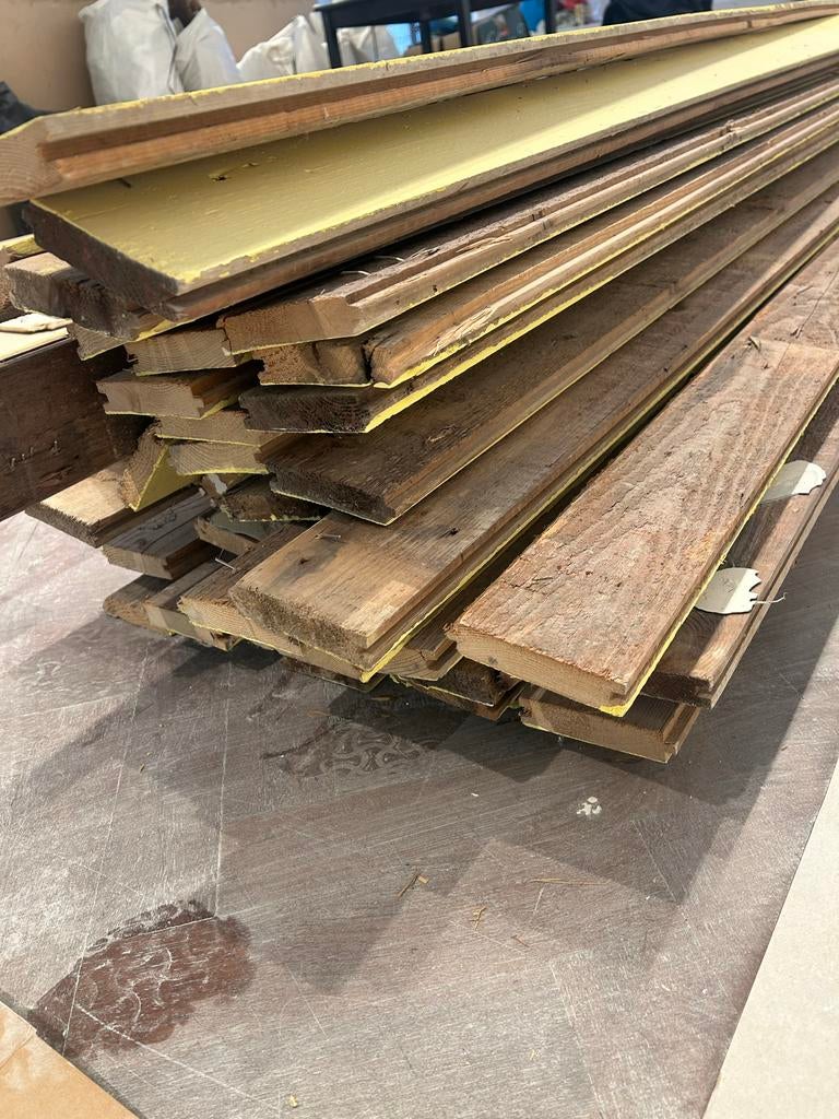 Houten planken mes en groef, Doe-het-zelf en Verbouw, Hout en Planken, Ophalen, Minder dan 25 mm, Zo goed als nieuw, Plank