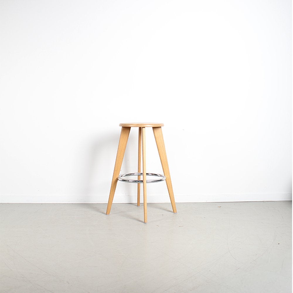 6x Vitra Jean Prouve Tabouret Haut Kruk – Eikenhout, Niet ingevuld, Niet ingevuld, Ophalen of Verzenden, Zo goed als nieuw