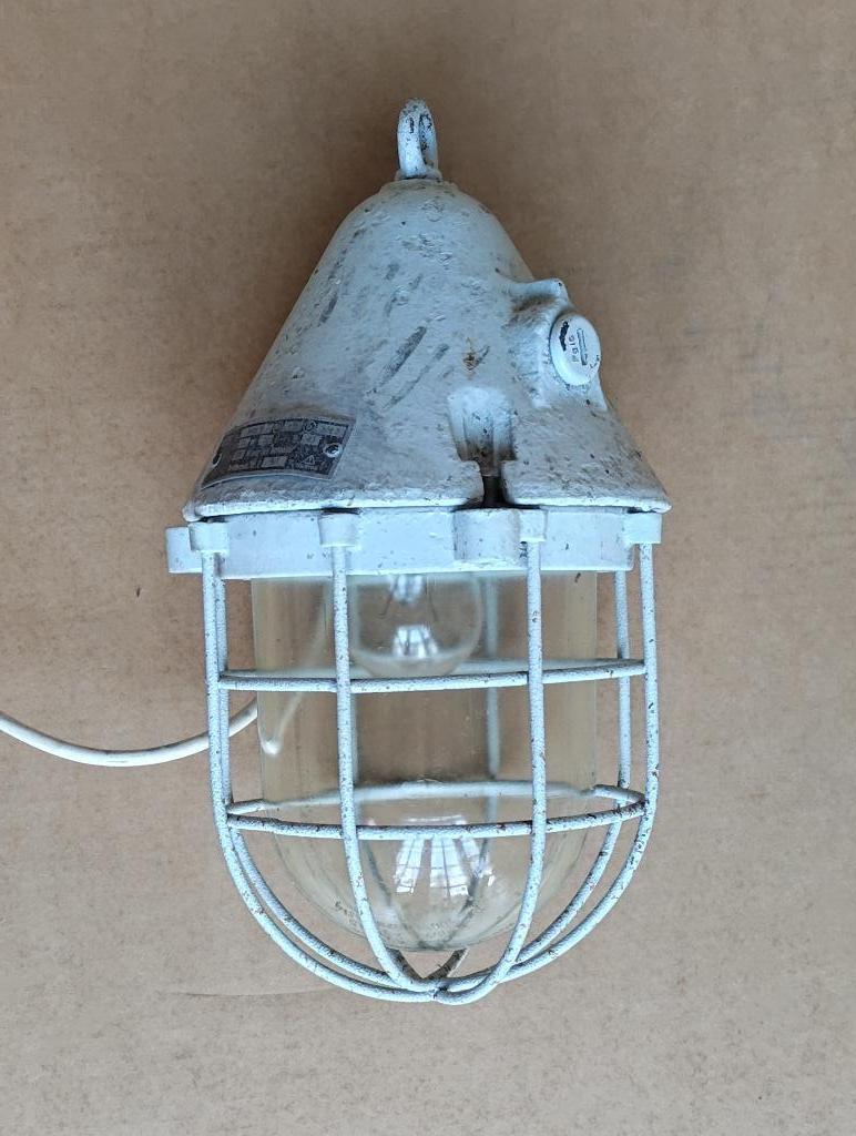 Oude vintage EOW bunkerlamp kooilamp industrielamp, Huis en Inrichting, Lampen | Hanglampen, Gebruikt, Minder dan 50 cm, Glas