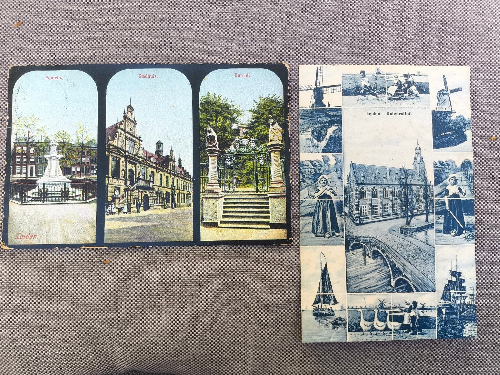 Oude ansichtkaarten Leiden 1907: stad + universiteit Leiden, Ophalen of Verzenden, Voor 1920, Gelopen, Zuid-Holland