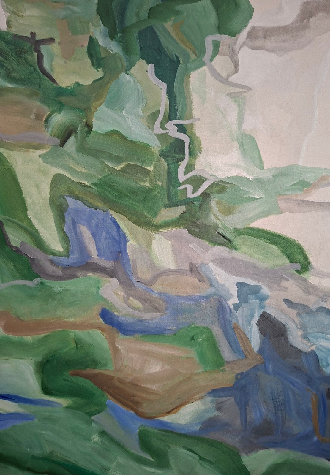 Abstract Landschap Acrylverf - Groot Formaat 145x200 cm, Antiek en Kunst, Ophalen