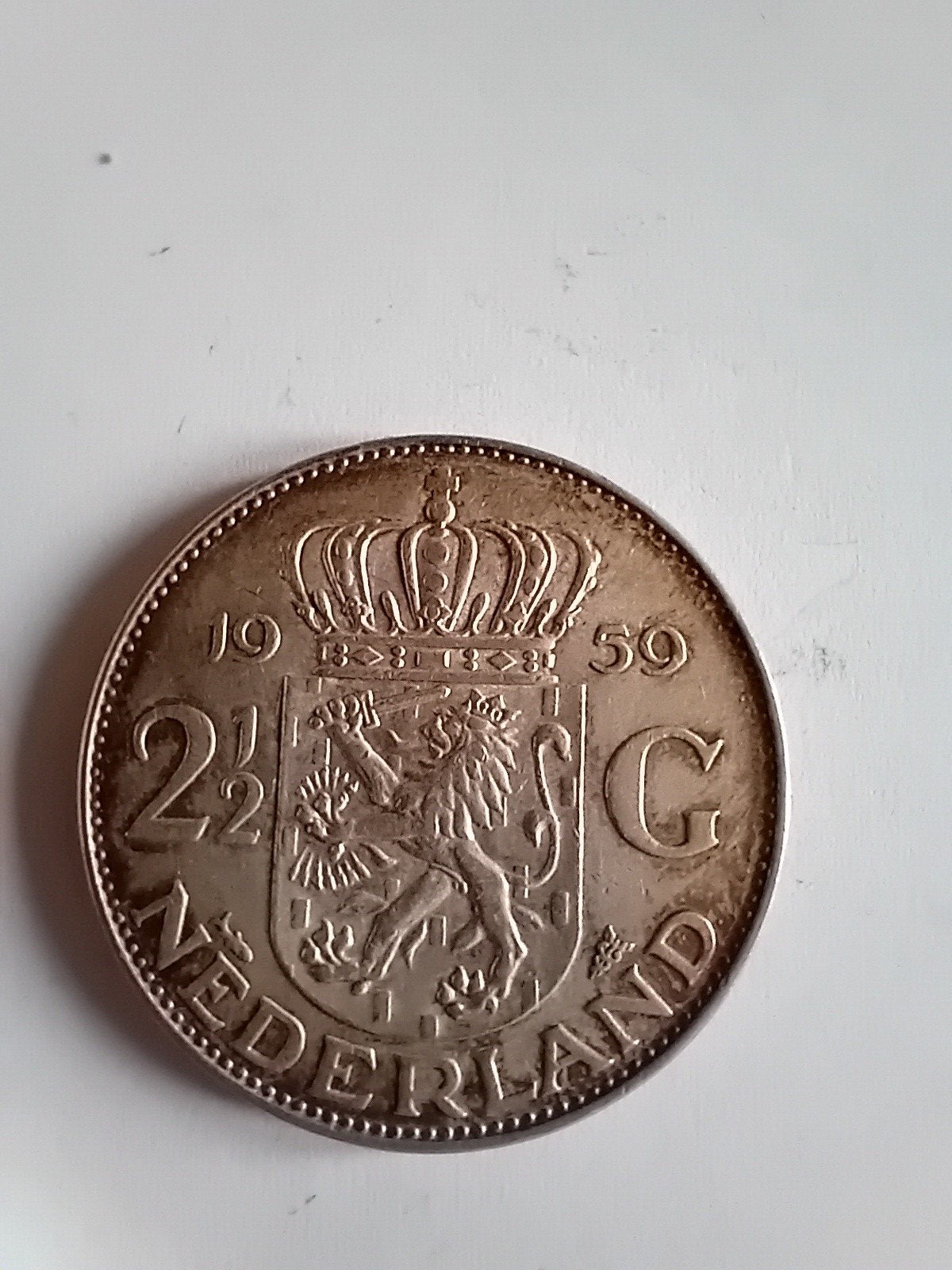 2½ Gulden Koningin Juliana 1959 Zilver, Koningin Juliana, Zilver, Ophalen of Verzenden, Losse munt