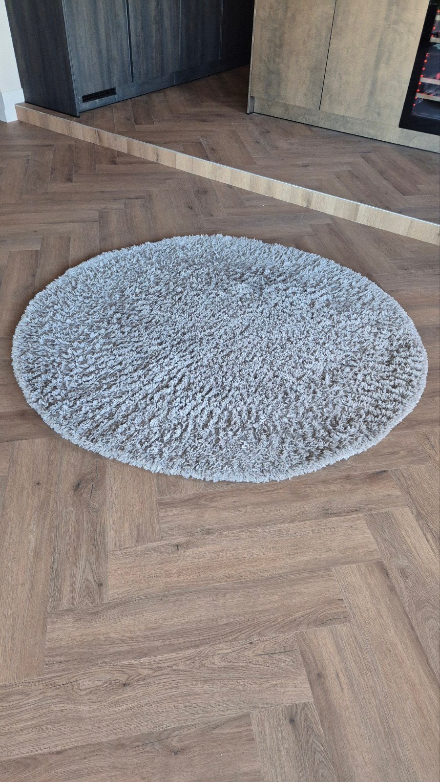Hoogpolig rond tapijt - Beige - Ø 160 cm, Ophalen, Beige, 150 tot 200 cm, Rond