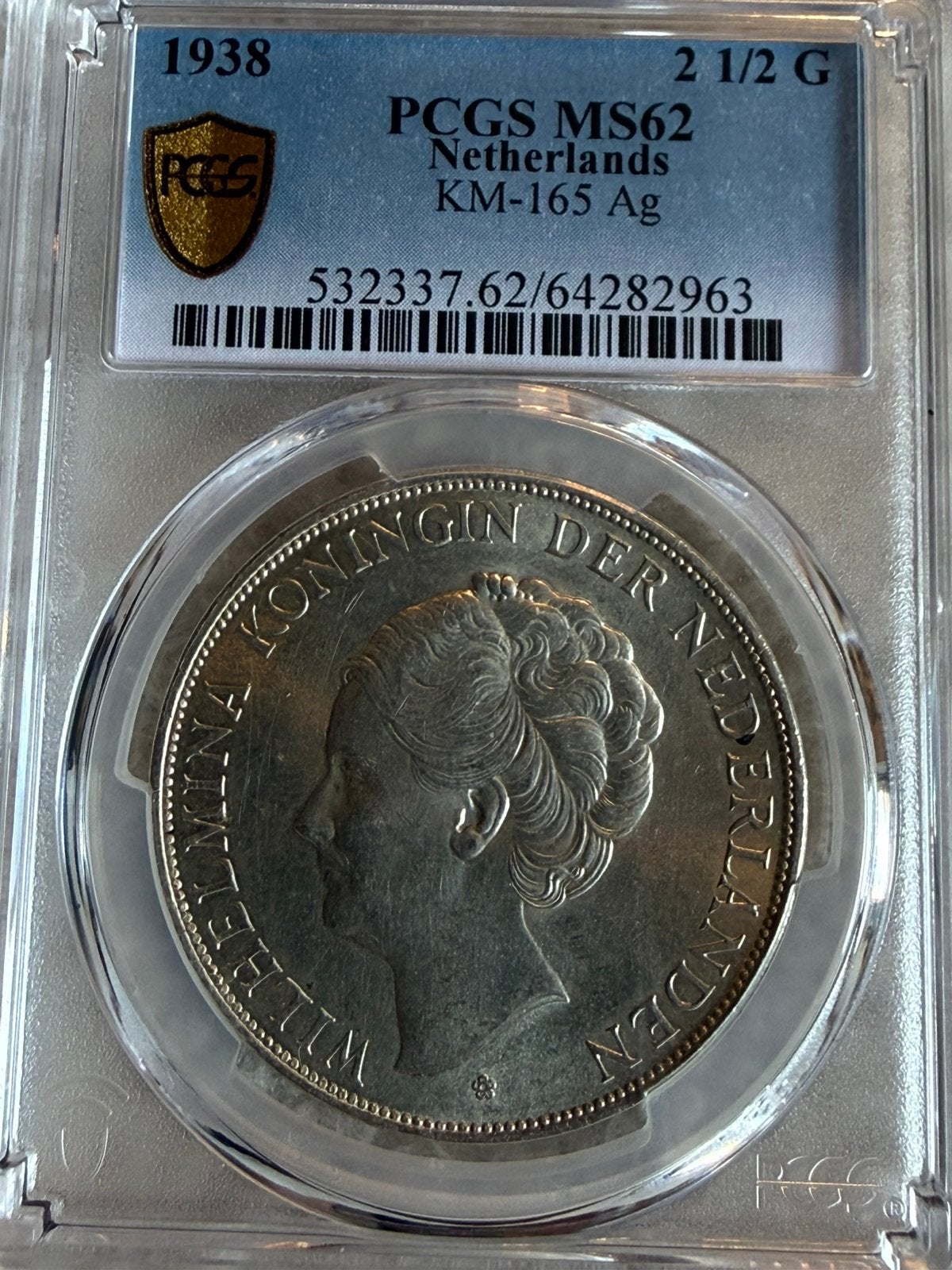 Rijksdaalder 1938 Wilhelmina in MS62, Postzegels en Munten, Munten | Nederland, Zilver, Ophalen of Verzenden, Koningin Wilhelmina