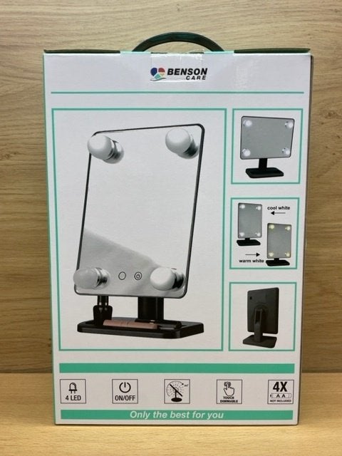 Make-up spiegel 4 LED Hollywood zwart., Minder dan 50 cm, Eddiys, Espel, Nieuw