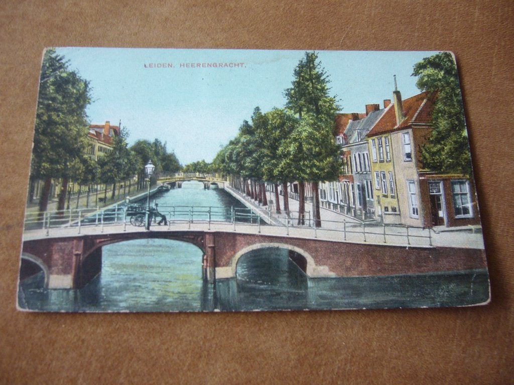 LEIDEN  =  HEERENGRACHT BRIEFKAART  1908, Ophalen of Verzenden, Voor 1920, Gelopen, Zuid-Holland