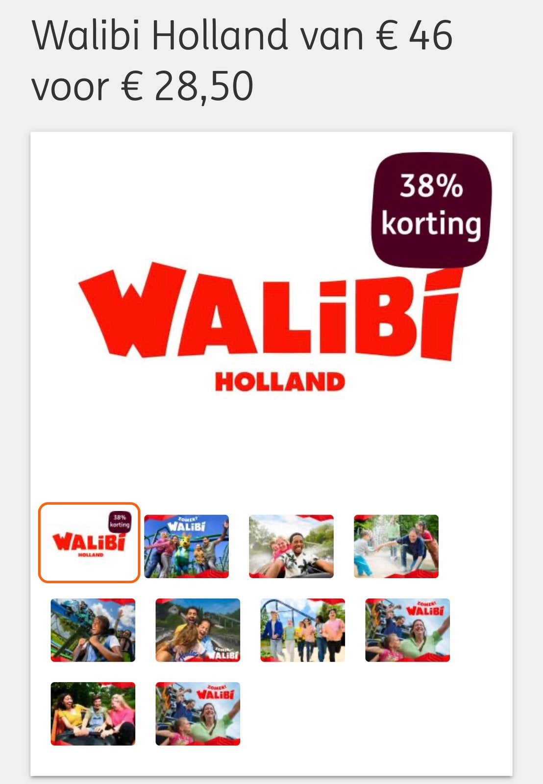 Walibi kortingsvouchers te koop, Drie personen of meer, Kortingsbon, Pretpark
