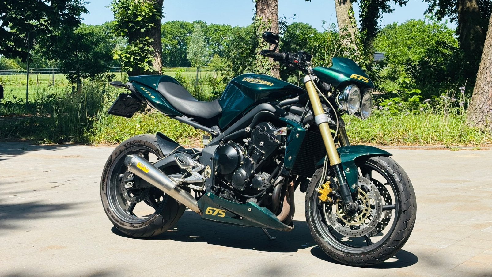 Triumpf street triple 675 Arrow uitlaat, 675 cc, Sportuitlaat, Motorrijbewijs A, Gebruikt