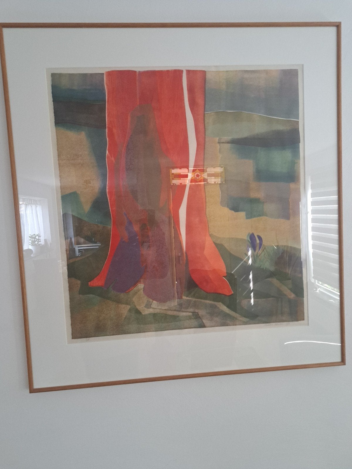 Abstracte kunstprint in houten lijst, Antiek en Kunst, Kunst | Schilderijen | Klassiek, Ophalen of Verzenden