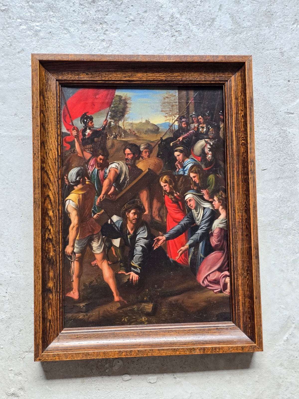 religieus schilderij rond 1800 (gesigneerd) olieverf op doek, Ophalen, Doek, Gesigneerd, Olieverf