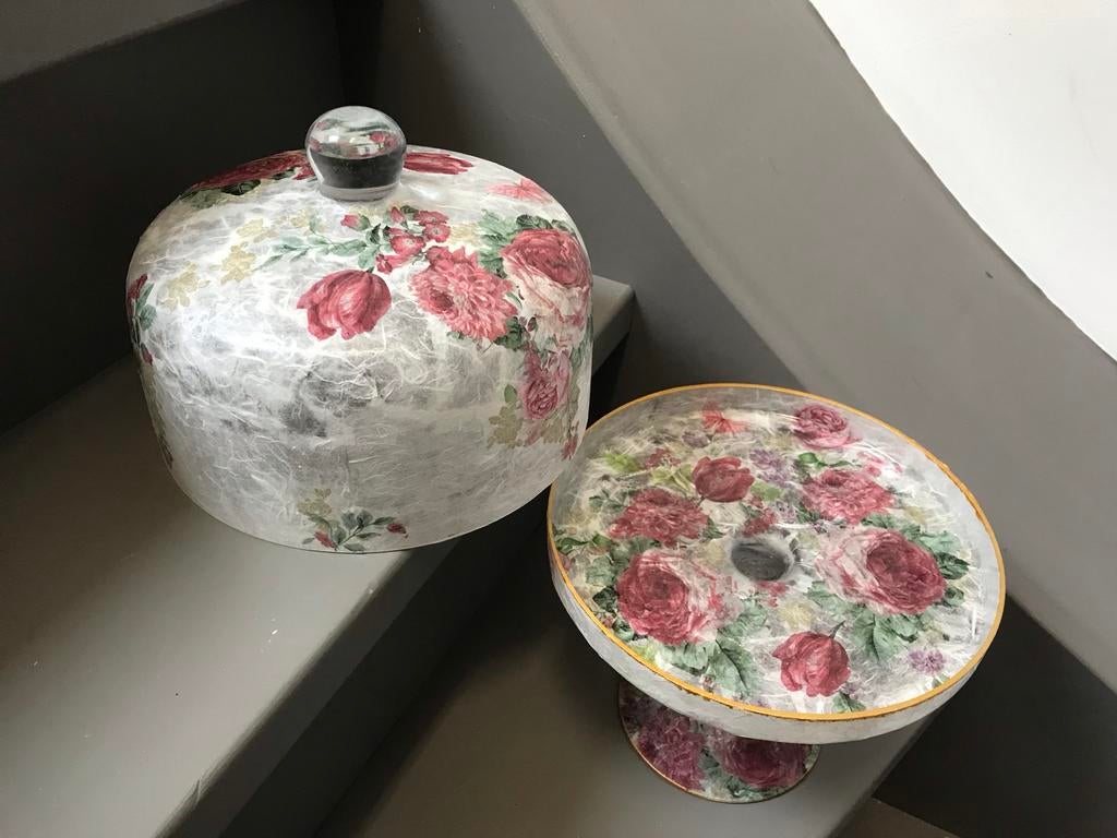 Decoratieve Taartstolp met Bloemenprint, Ophalen of Verzenden