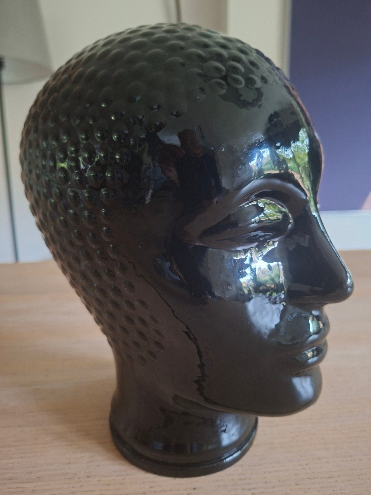 Retro zwart glazen hoofd voor koptelefoon helm of pruik, Verzenden, Huis en Inrichting