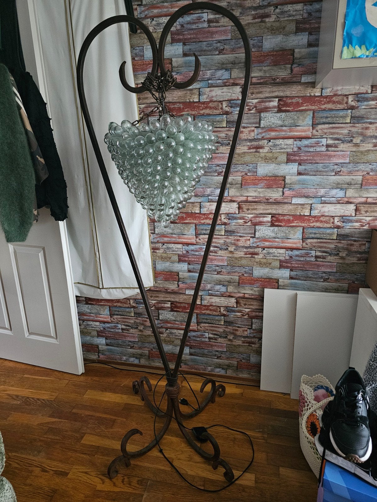 Unieke staande lamp met glazen druiventros design, Ophalen, Gebruikt, Art Nouveau, Vintage, Uniek, E27 (groot)