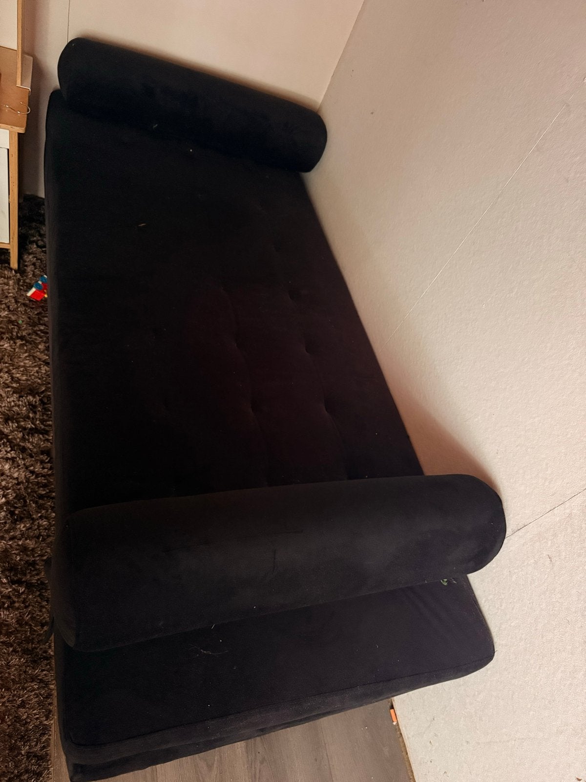 Chaise longue / Loveseat - Ook te gebruiken als slaapbank, Ophalen, Gebruikt, Eenpersoons, Zwart