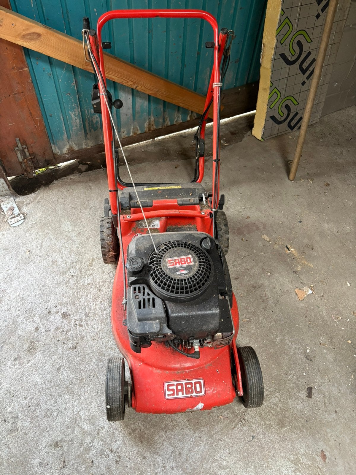 Sabo 43 benzine grasmaaier, Ophalen, Cirkelmaaier, Gebruikt, Opvangbak