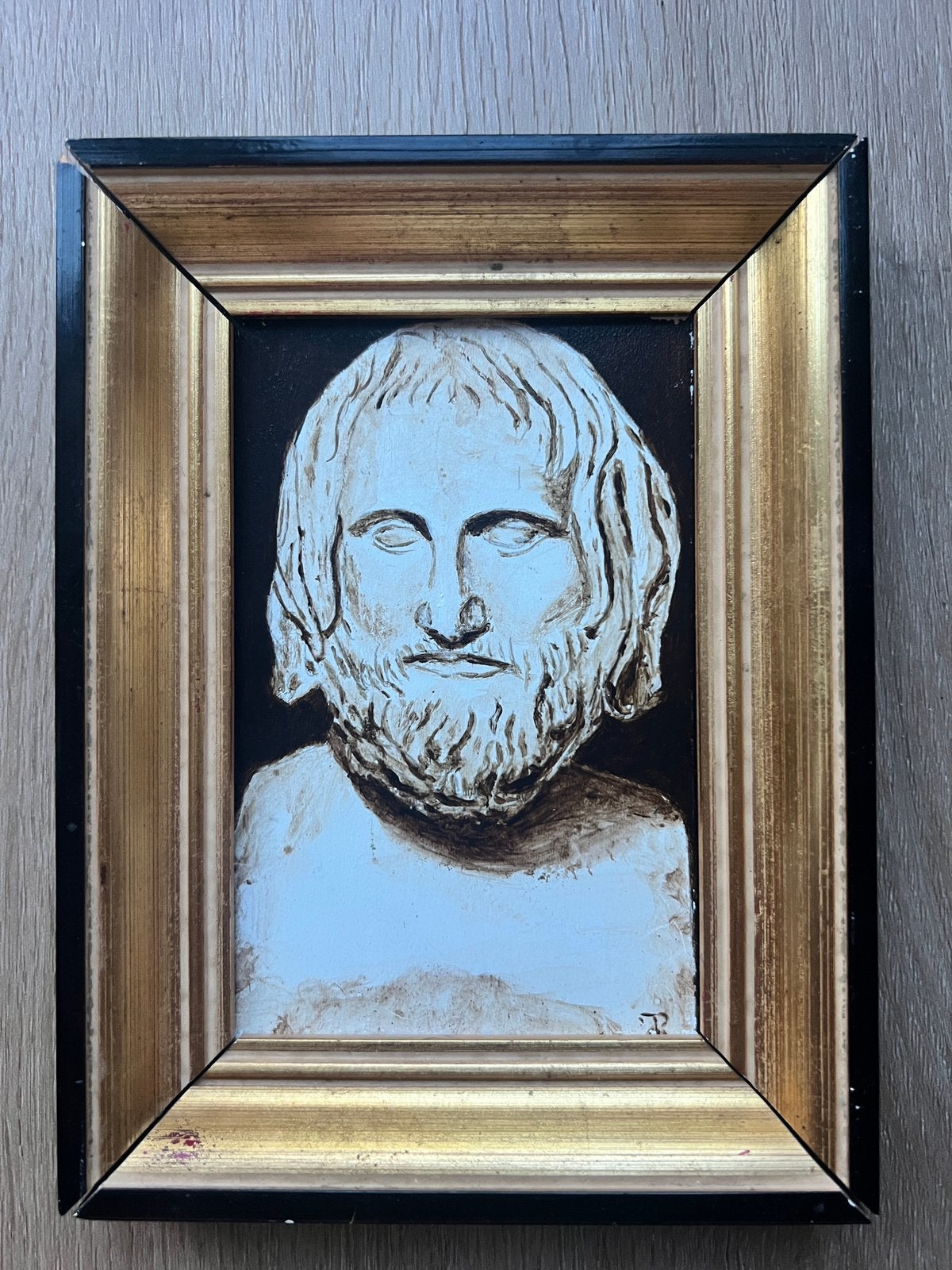 Klein handgeschilderd portret van Euripides, Antiek en Kunst, Kunst | Schilderijen | Klassiek, Ophalen of Verzenden