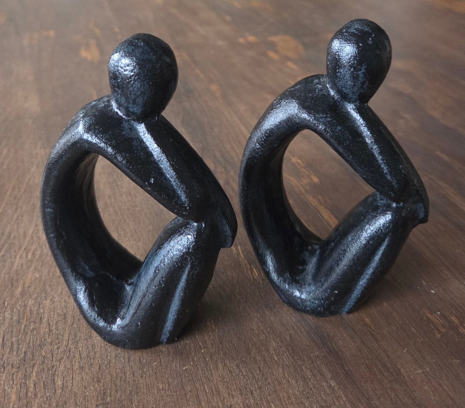 Set gietijzeren boekensteunen "De Denker" – Zwart ca. 13 cm, Ophalen of Verzenden