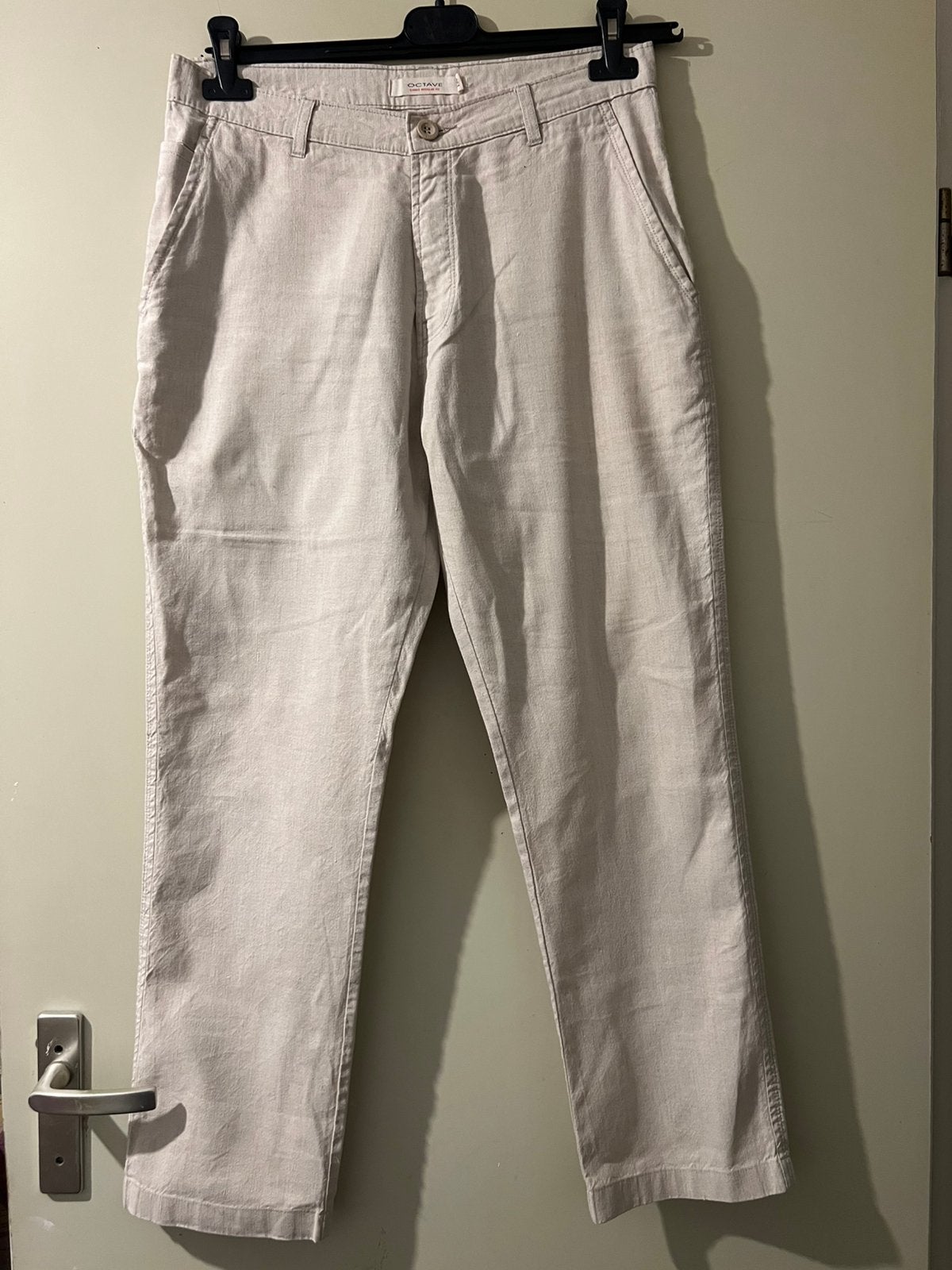 Linnen chinno 32, Kleding | Dames, Broeken en Pantalons, Ophalen of Verzenden, Zo goed als nieuw, Beige, Lang