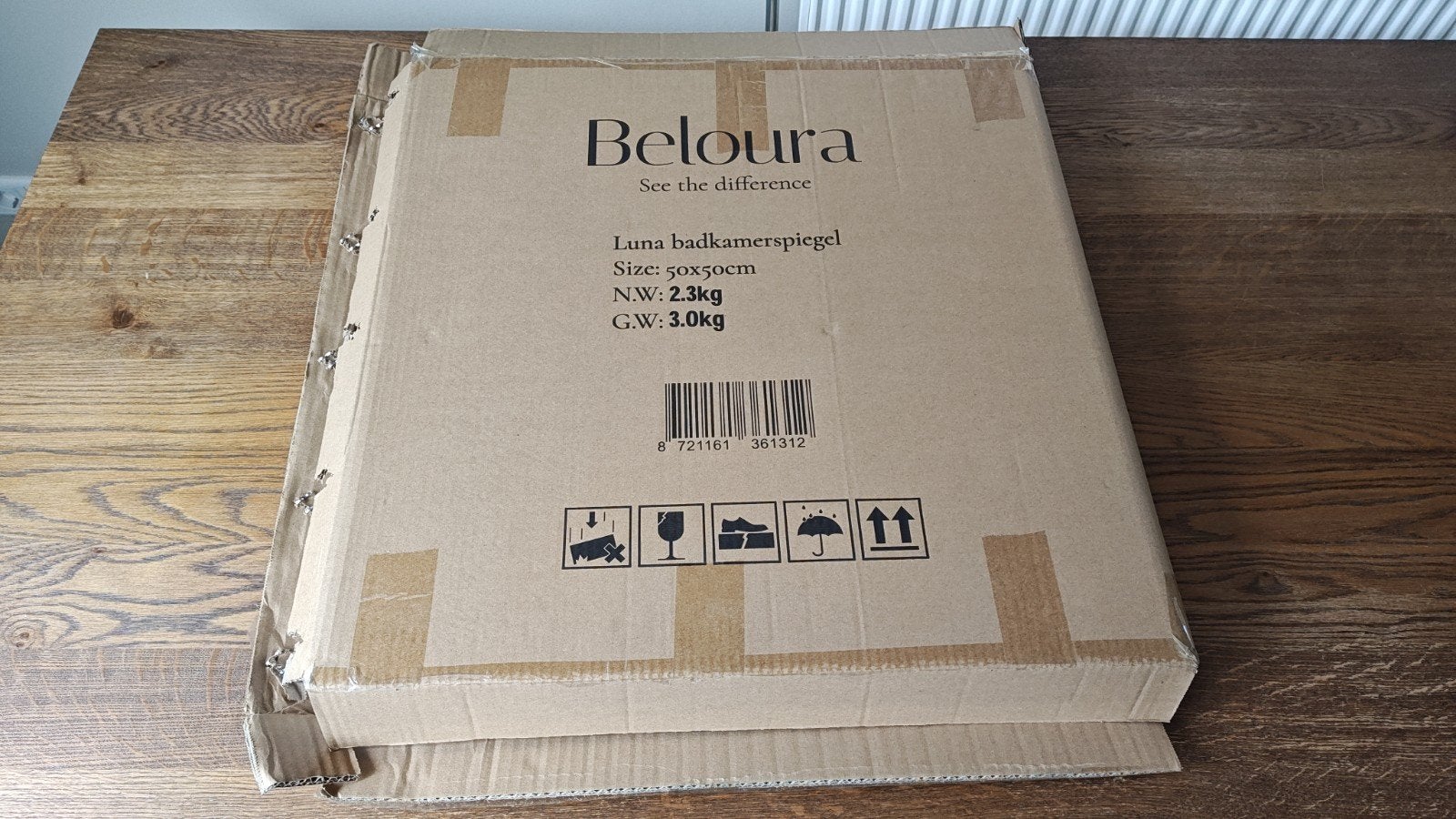 Beloura 50cm ronde badkamerspiegel met verlichting, Rond, Nieuw, Ophalen of Verzenden, Minder dan 100 cm