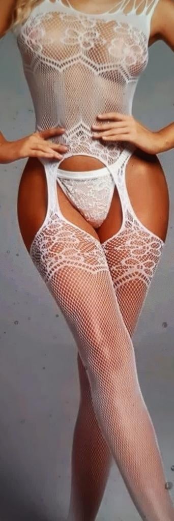 Fraaie witte Catsuit One Size, Verzenden, Wit