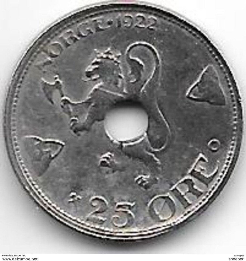 norway 25 ore 1922 km 382 xf+(ms60) catalog val  375,00$, Verzenden, Overige landen, Losse munt